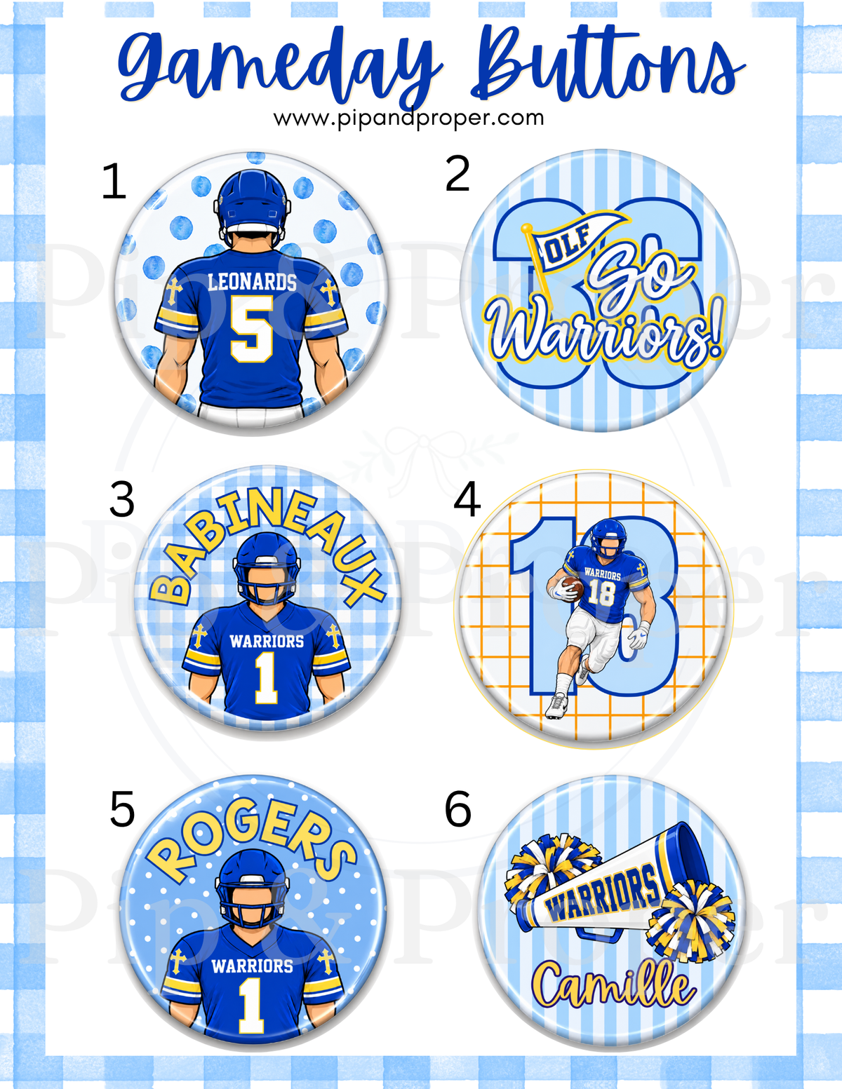 Personalized Game Day Buttons - Fatima