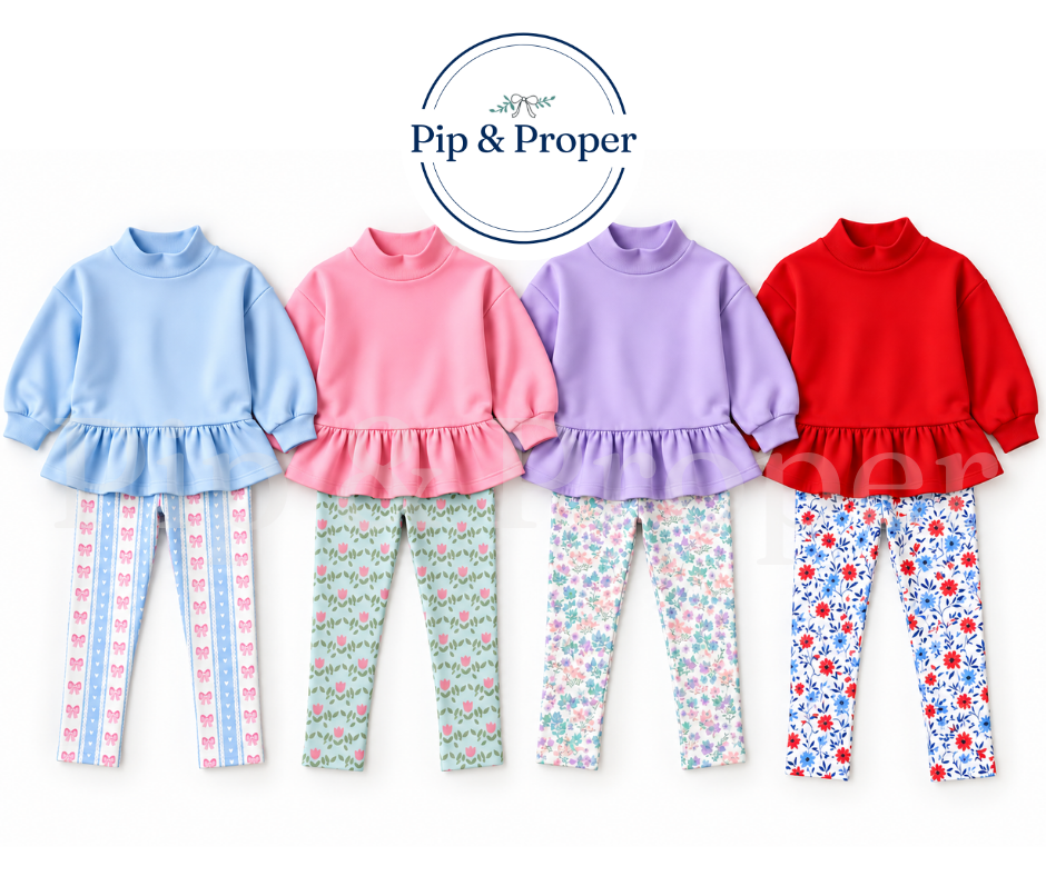 Peplum Sweatshirt Legging Set - Blue