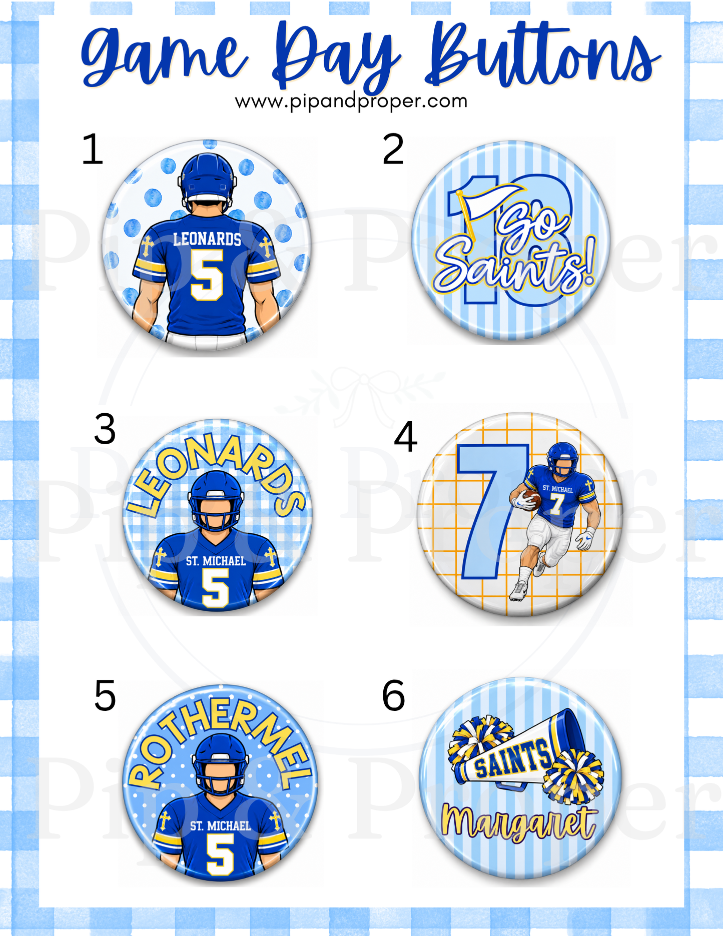 Personalized Game Day Buttons -  St. Michael