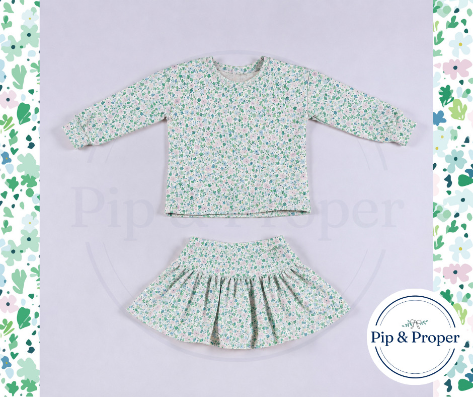 Fall Florals Skirt Set - White
