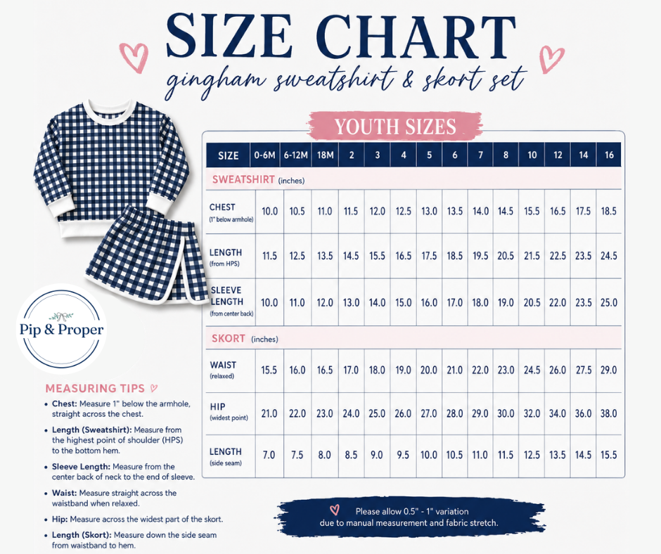 Gingham Skort Set - Navy
