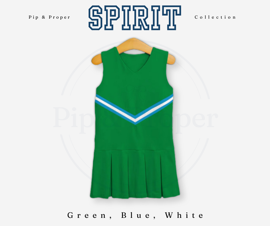 Spirit Collection Cheer Dress - Green, Blue, & White
