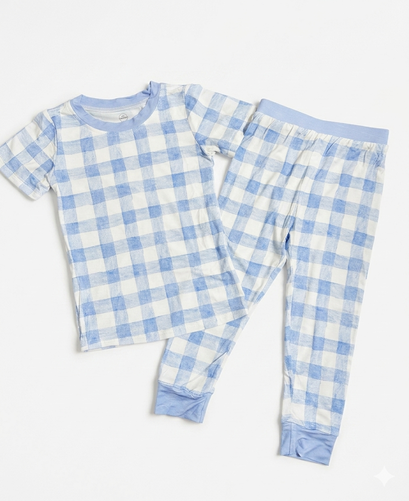 Watercolor Pajamas - Blue Gingham