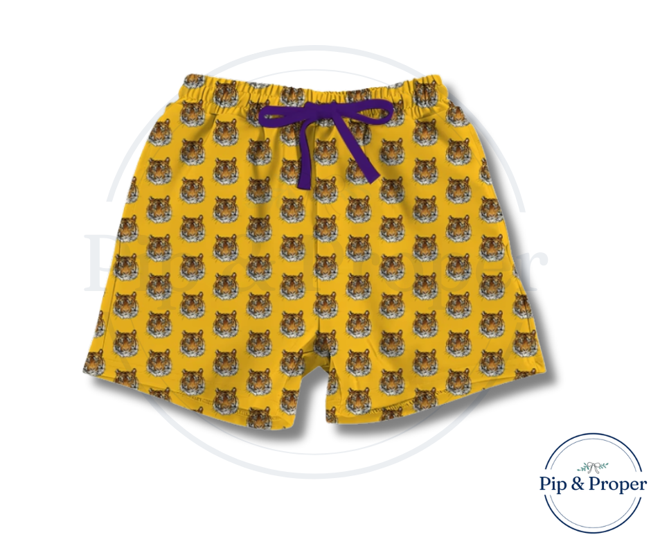 Tiger Face Shorts - Yellow