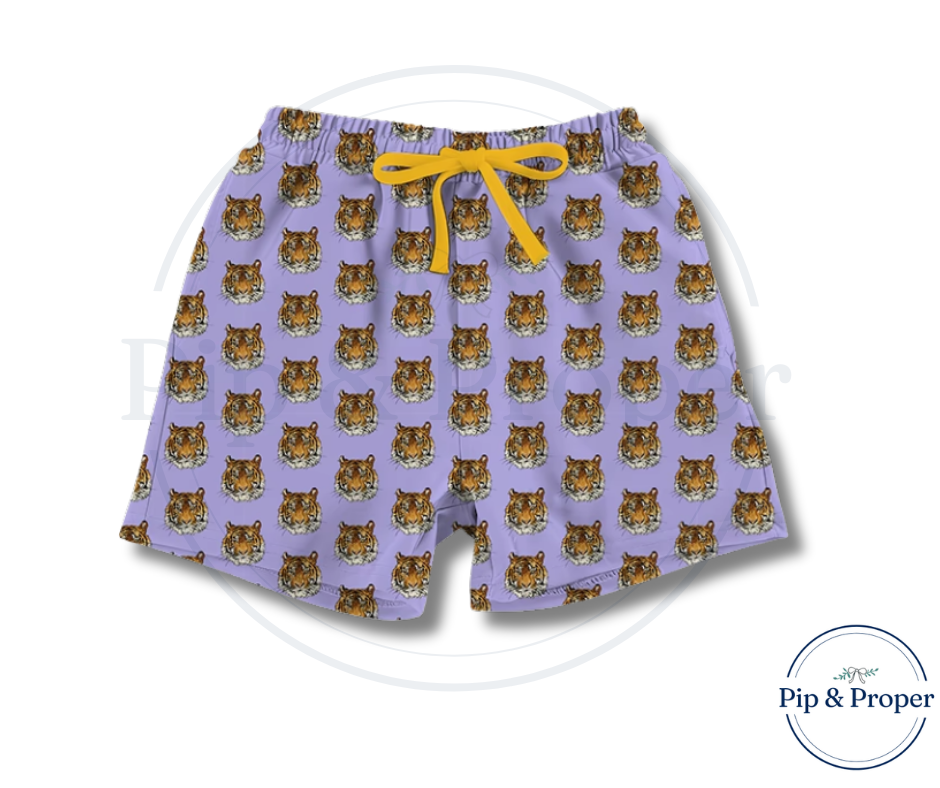 Tiger Face Shorts - Lilac