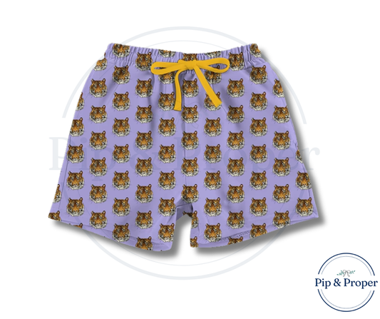 Tiger Face Shorts - Lilac